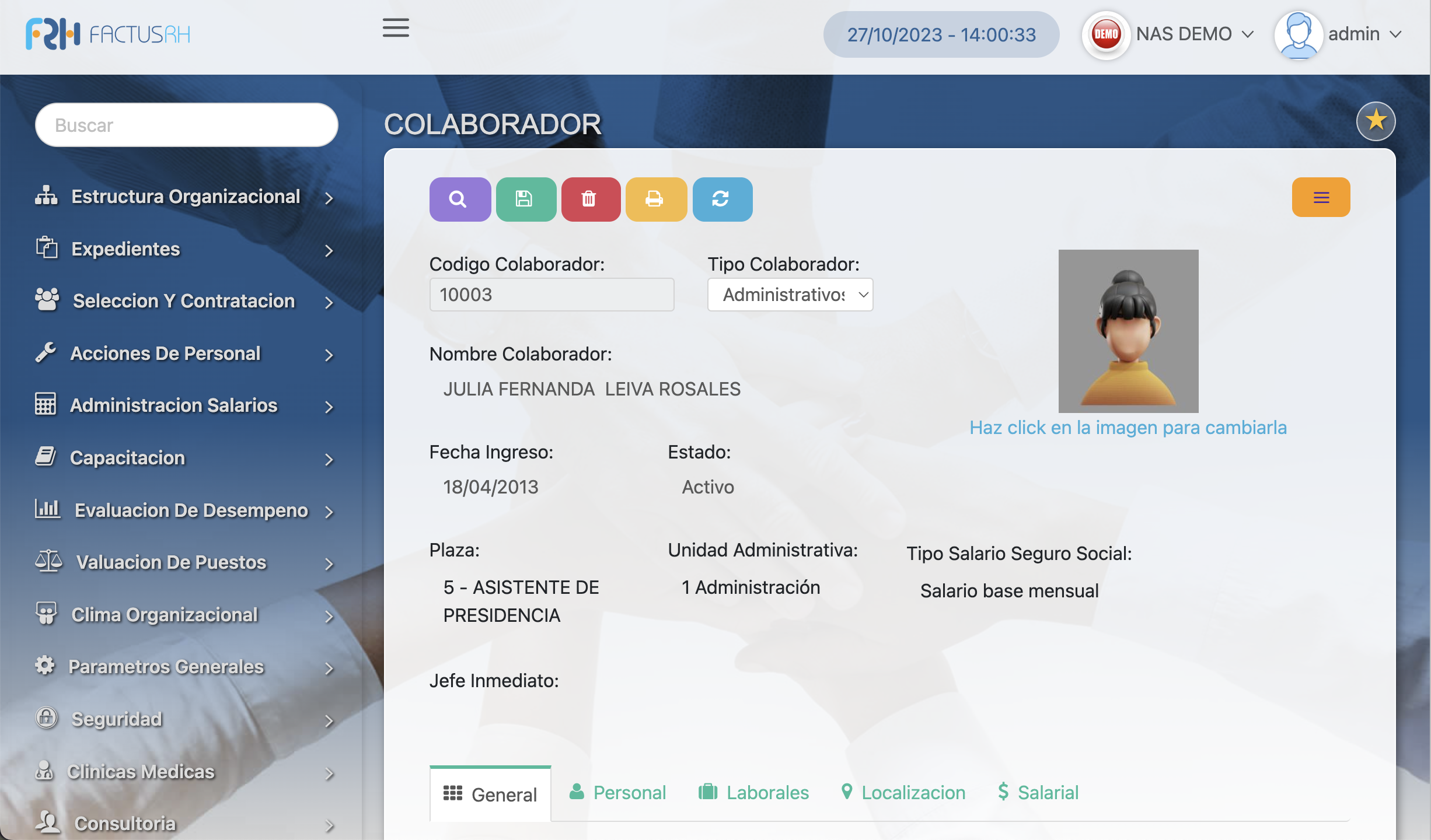 screenshot of FACTUS RH